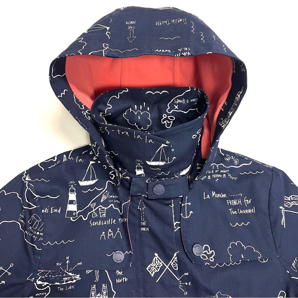Boden Navy and Coral Map Print Jacket - Picture 3 of 11